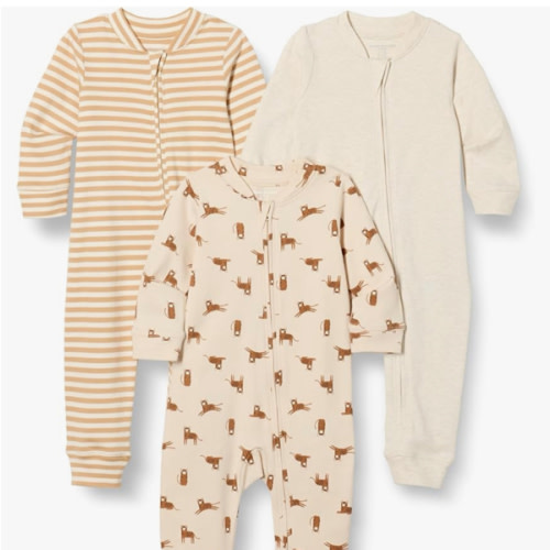 Amazon Essentials unisex-baby Cotton Zip-Front Footless Sleepsuit