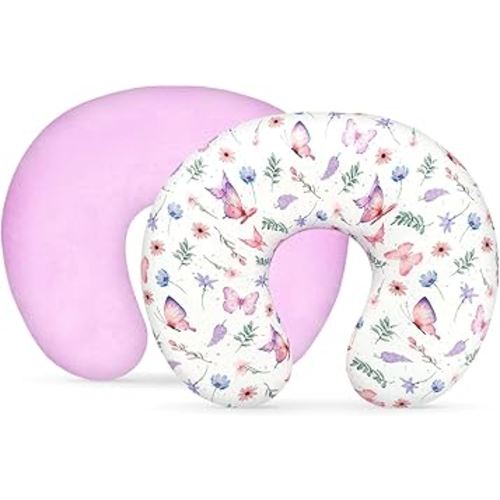 Nursing Pillow Cover 1 Pack, Minky Removable Nursing Pillowcase for Breastfeeding Pillows, Reversible Feeding Slipcover for Baby Boys/Girls, Super Soft Comfortable (Butterfly)