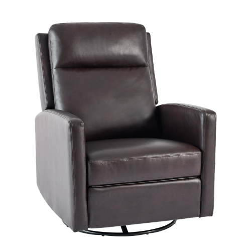 Leather Swivel Recliner with 360°Swivel and Rocking for Living Room, Bedroom and Office,Chocolate