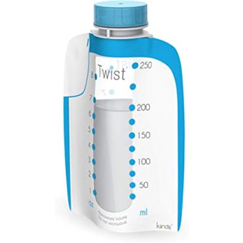 Kiinde Twist Pouch Direct-Pump Direct-Feed Twist Cap Breast Milk Storage Bag for Pumping, Freezing, Heating and Feeding, Pre-Sterilized, Breast Feeding Essentials, 8 Ounce, Pack of 40