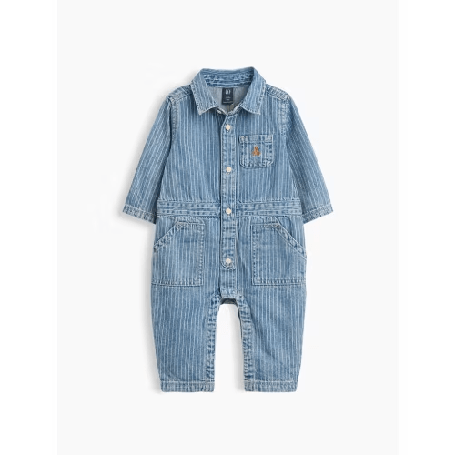 Baby Denim Stripe Utility One-Piece