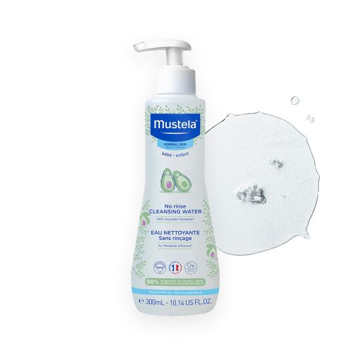 Mustela Baby Cleansing Water - No-Rinse Micellar Water - with Natural Avocado & Aloe Vera - for Baby's Face, Body & Diaper - Various Sizes - 10.14 fl. oz.