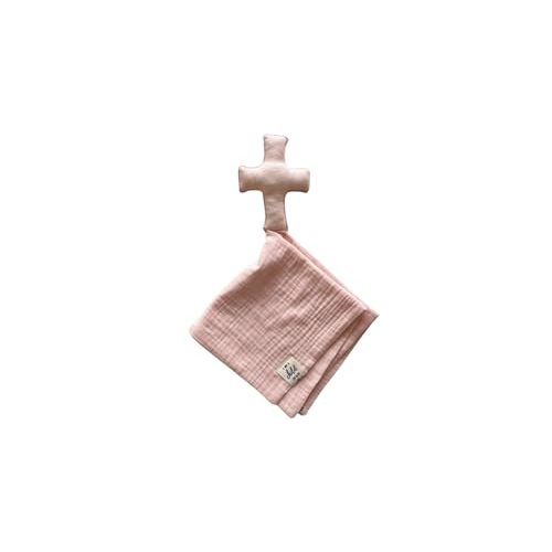 Cross Lovey, Cross Security Blanket, Christian Baby Gift, Baptism Gift, Easter Gift, Newborn Baby Gift, Blessing Blanket (Dusty Pink)