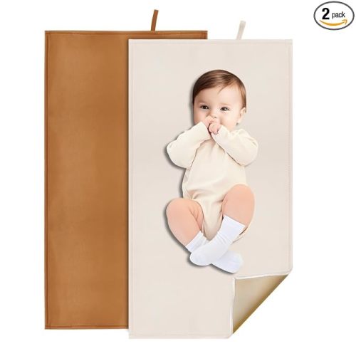 2 Pack Diaper Changing Pad for Baby, Portable Baby Changing Mat for Travel or Home, Foldable Mat Fits Perfectly in Diaper Bag (67-20)
