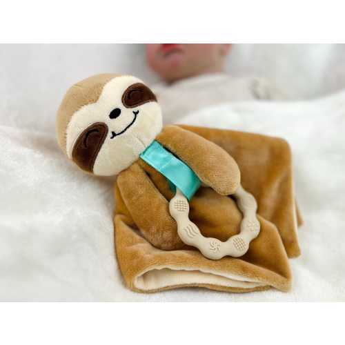Sloth Lovey: Minky Newborn Teething Toy, Baby Shower Gift