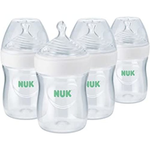 NUK Simply Natural Baby Bottle with SafeTemp, 5 oz, 4 Count