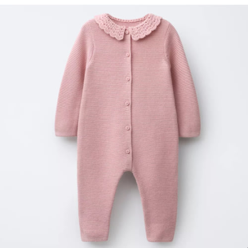 CROCHET KNIT JUMPSUIT - Mid-pink | ZARA United States