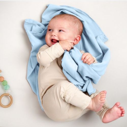 6 Pack Soft & Cozy 100% Cotton Flannel Receiving Blanket by Bare Home, Light Blue
