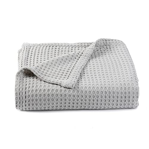 Kloovete 36” X 40” Inches Cooling Baby Waffle Weave Blanket, Ultra-Soft Lightweight Receiving Blanket for Newborn, Breathable Comfortable Baby Swaddle Blanket for Boys and Girls(Smoke)