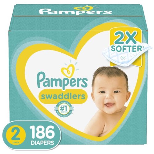 Pampers Swaddlers Diapers, Soft and Absorbent, Size 2, 186 Ct