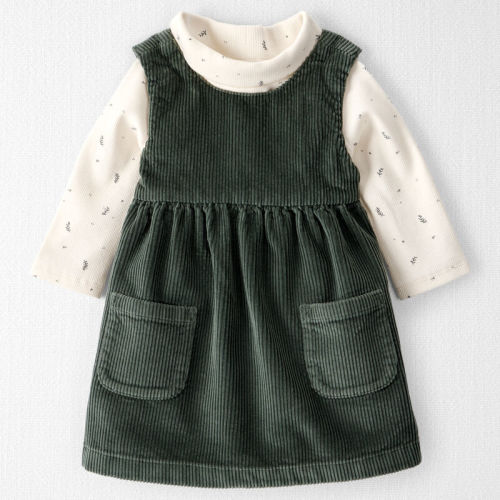 Fern Green, Sprig Print Baby Girl 2-Piece Organic Cotton Jumper Set | Carter’s Oshkosh Canada