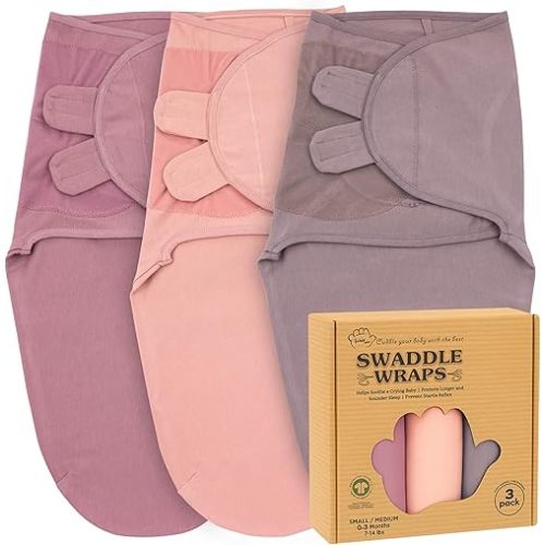 Bublo Baby Newborn Swaddle Sleep Sacks - Infant 0-3 Months, Swaddles for Newborns Baby Girls Boys, 100% Organic Cotton Nursery Swaddling Blankets (3-Pack)