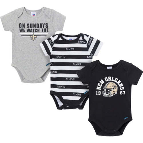 3-Pack Baby Boys New Orleans Saints Short Sleeve Bodysuits