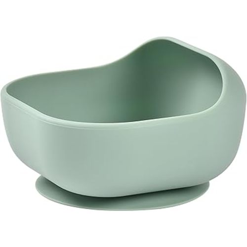 Beaba Silicone Suction Baby Bowl, Soft Anti Slip Durable Unbreakable Toddler Bowls, Baby Essentials, Toddler Baby Feeding, (Sage)
