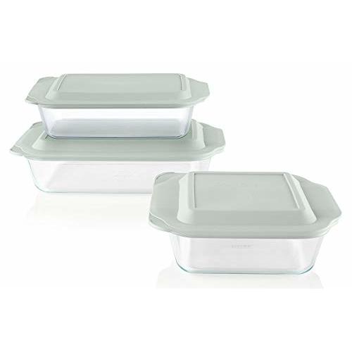 Pyrex Deep 3-Pack Glass Baking Dish Set (9"x13", 7"x11", 8"x8") | BPA-free plastic lids, rectangular glass bakeware, dishwasher, microwave, freezer & preheated oven safe