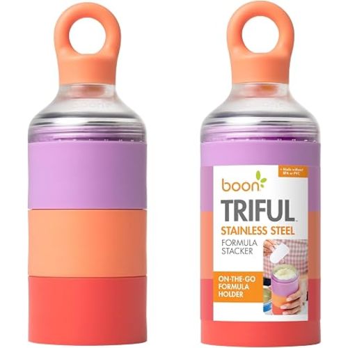 Boon Triful Stainless Steel Baby Formula Stacker w/Tritan Funnel - Pink