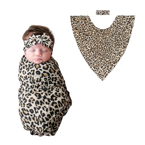 Posh Peanut Swaddle Blanket & Headband Set – Viscose from Bamboo Stretchy Baby Swaddle for Newborn Girls, Receiving Blanket or Nursing Cover