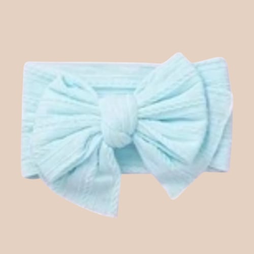 Big Bow Baby Cable Knit Headband | Blue