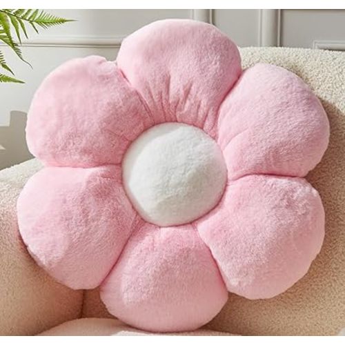 Pink Flower Pillow，Flower Shaped Throw Pillow 15.7In Daisy Pillow Cushion Cute Flower Seating Cushion Home Decorative Pillows for Sofa Couch Bed