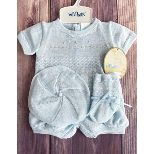 Will'beth Blue Knit 4pc Diaper Set Baby Boys Preemie & Newborn – Classic Baby Boutique