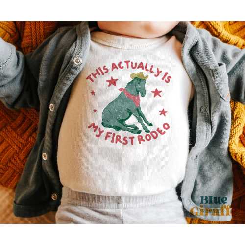 Silly This Actually Is my First Rodeo Horse Baby Onesie - Rodeo Western Baby Bodysuit - Cowgirl Cowboy Graphic Tee