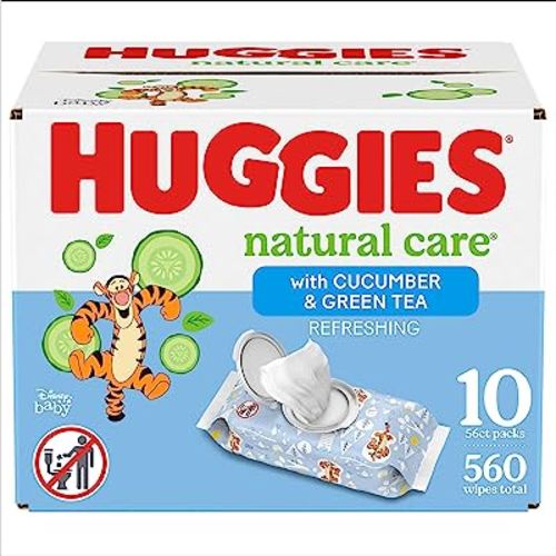 Huggies Natural Care Refreshing Baby Wipes, Hypoallergenic, Scented, 10 Flip-Top Packs (560 Wipes Total), Packaging May Vary