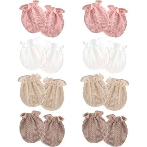 BQUBO Newborn Infant Toddler Mittens No Scratch Cotton Elastic Wrist Gloves Hypoallergenic for 0-6 Months Baby Boys Girls