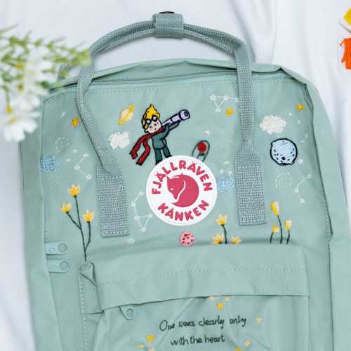 The Little Prince Universe Embroidered Backpack Custom, Fjallraven Kanken Embroidery Planets, Star, Custom Kanken With Name, Rucksack Custom