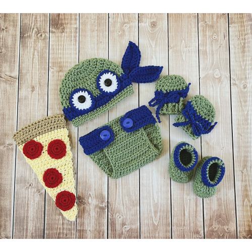 Ninja Turtle Inspired Costume/Crochet Ninja Turtle Costume/Ninja Costume/Photo Prop Newborn to 12 Month Size-MADE TO ORDER