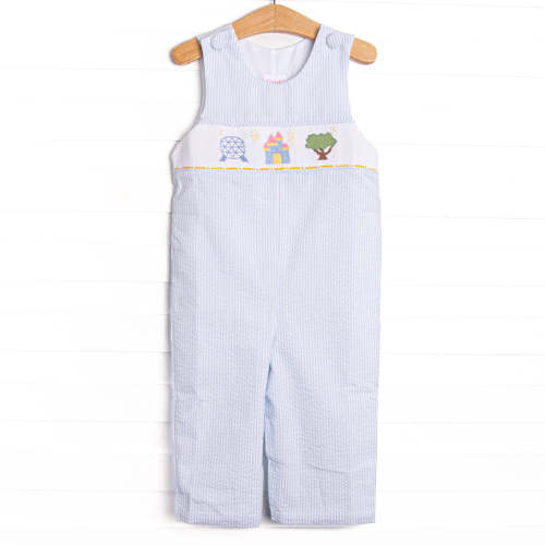 Amusement Park Adventures Smocked Long Jon Jon, Blue Seersucker – Stitchy Fish