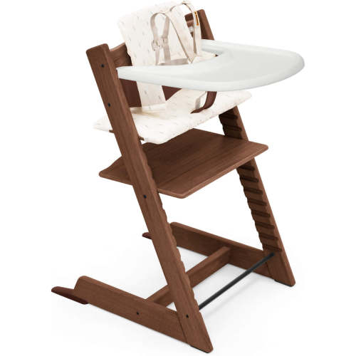 Stokke Tripp Trapp High Chair² Oak with Cushion + Stokke Tray - Oak Natural + Anthracite Cushion, Vanilla White Tray