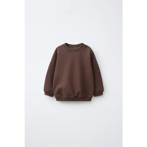 GARMENT-DYED SOLID SWEATSHIRT - Brown | ZARA United States