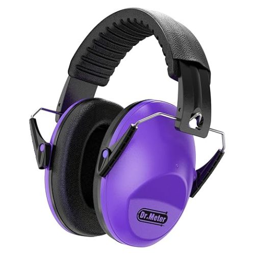 Dr.meter Ear Muffs for Noise Reduction: EM100 SNR27.4 Kids Ear Protection with Adjustable Headband - Kids Noise Cancelling Headphones for Concerts, Football Game, Fireworks and Air Shows - Purple