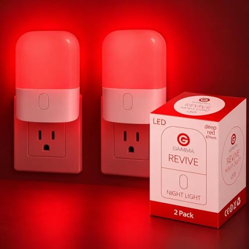 Revive - 670nm Red Night Light (2 Pack) by Gamma - Sleep Therapy - Melatonin Promoting Natural Sleep Aid