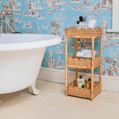 Tiered Rattan Side Table