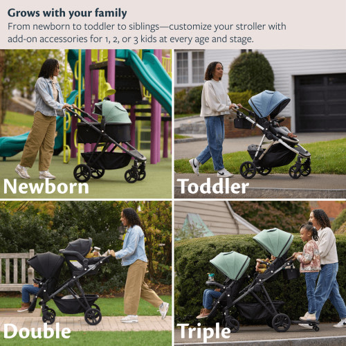 Single-to-Double Stroller 3.0 - Black With Penny Leather
