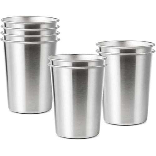 8 Pack 6 oz Stainless Steel Cups for Kids, BPA Free Healthy Metal Shatterproof Stackable Drinking Cups