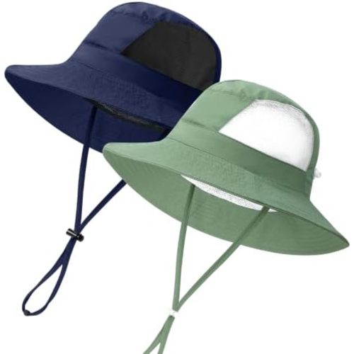 2 Pack Baby Sun Hats, Lightweight Baby Beach Hat Toddler Sun Hat with Wide Brim, Summer Toddler Bucket Hats for Boys Girls