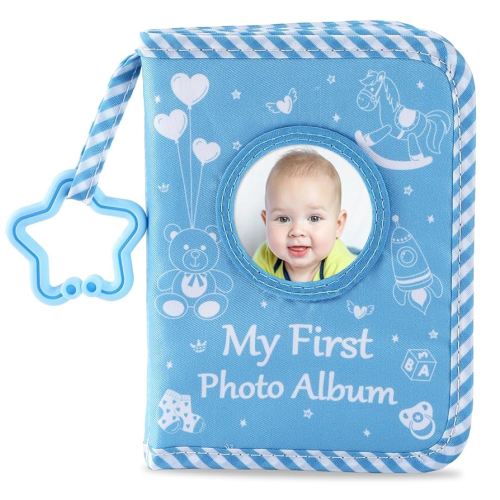 Baby's My First Family Album Soft Photo Cloth Book Blue Boy My First Book of Photos Blue Baby Memory Album Gift Holds 4x6 Pictures for Babies Newborn Toddler & Kids Baby Shower