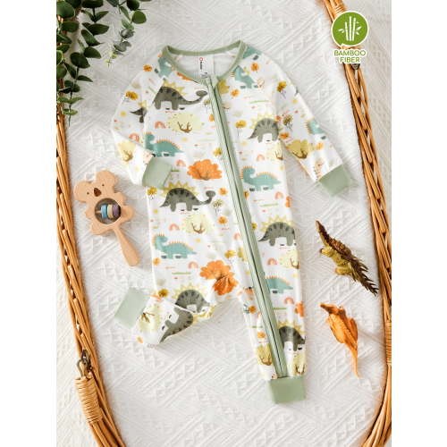 PatPat Baby Pajamas with Bamboo Viscose Footless Baby Sleep N Play Pajamas Zipper Sleeper for Newborn Infant Boys 6-9 Months