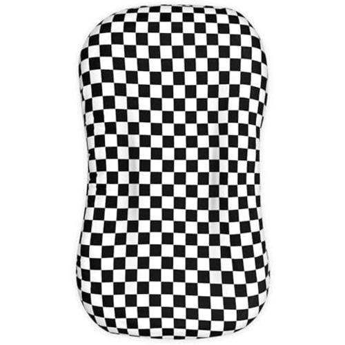 DILIMI Baby Lounger Cover for Boys and Girls, Removable Cover Ultra Soft Comfortable Lounger Slipcover, Black Checkerboard (Lounger not Included)
