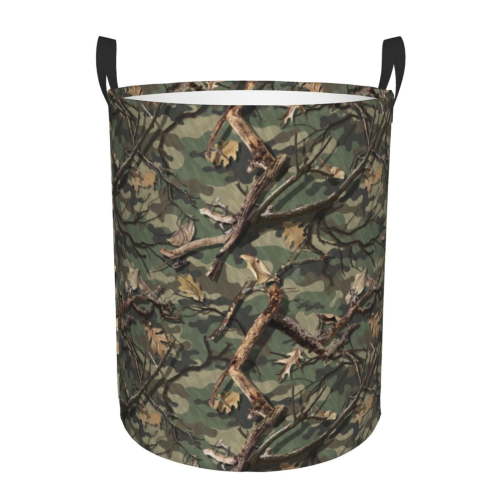 Large Laundry Basket with Handles - Camouflage tree branch Kids Baby Dirty Clothes Laundry Hamper for Bedroom Aesthetic