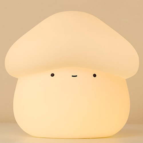 Silicone Mushroom Night Light for Kids, Dimmable Squishy Night Lamp with Touch & Timer for Baby Nursery, Rechargeable Cute Nightlight Gifts for Boys and Girls, White