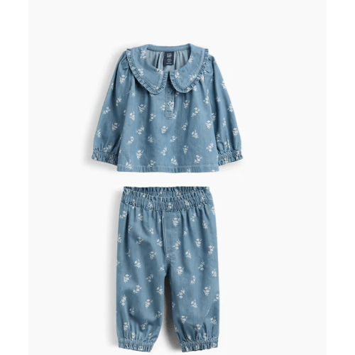 Baby Floral Denim Outfit Set