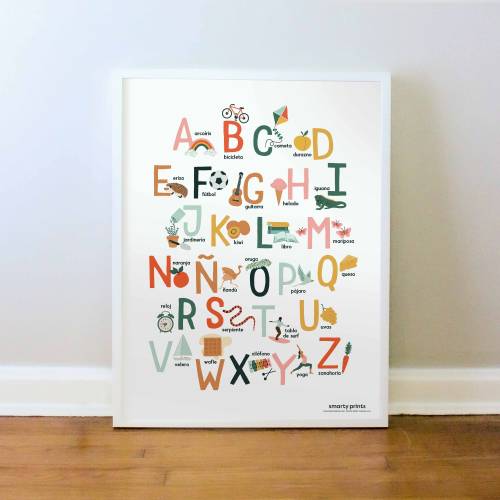 Spanish Alphabet Poster, Espanol Alfabeto, Playroom Wall Art, Toddler Learning ABC's, PRINT: 8x10, 12x16, 16x20, 18x24, 24x36