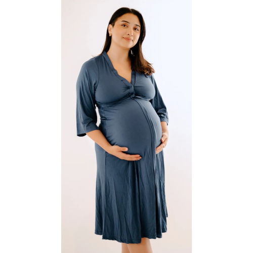 Lila Labor & Postpartum Gown in Midnight Blue