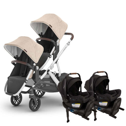 Vista V3 Twin Stroller + Nuna PIPA Series Travel System - Declan / PIPA rx Aire / Caviar