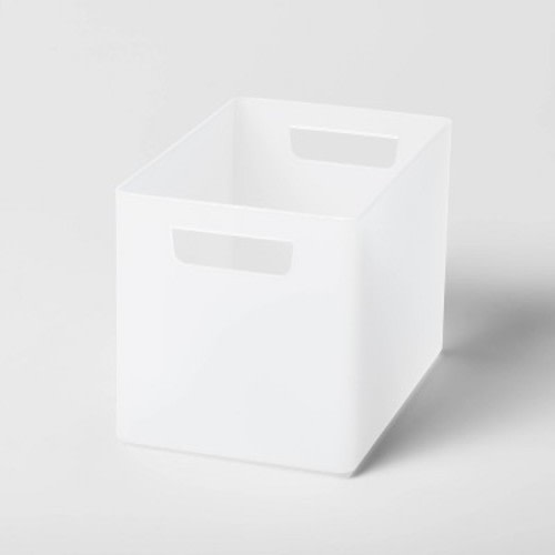Large 9" x 6" x 6.5" Bathroom Organizer Bin with Handles White Frozen - Brightroom™: Polypropylene Storage Solution
