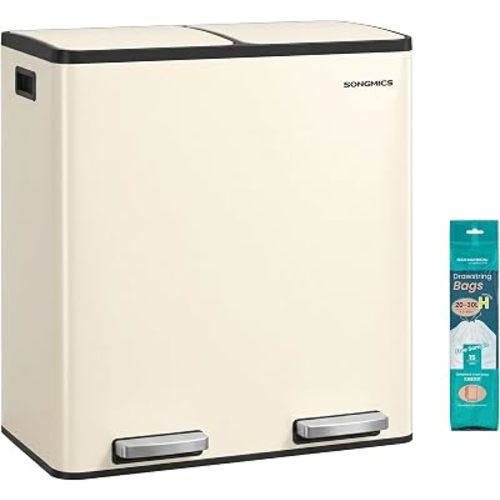 SONGMICS Trash Can, 2 x 8 Gallon (2 x 30 L) Double Compartment