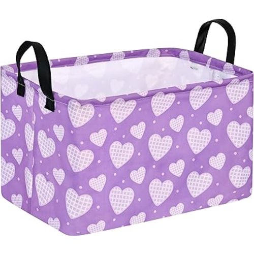 Purple Gift Storage Basket Laundry Hamper Storage Basket Fabric Material Organization Toy Box Nursery Hamper for Clothes Toys Shelf Bin With Handles
